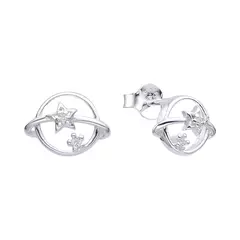 Aros Plata 925 con cubic, modelo planeta y estrella - 1,20g