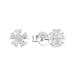 Aros de Plata 925, flor con cubics 1,13g