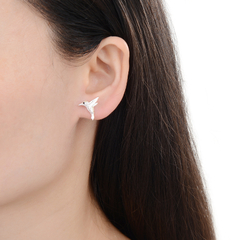 Aros Plata 925 Colibrí con cubic - 2,20g - comprar online