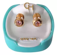 Aros Abridores Oro 18k Marca CH, Dona con cubic
