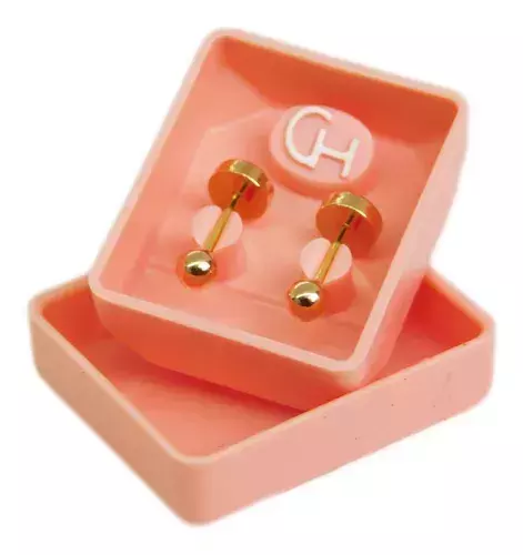 Aros Abridores con Perno de Oro 18k Marca CH, Bolitas 3,5MM - comprar online