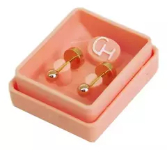 Aros Abridores con Perno de Oro 18k Marca CH, Bolitas 3,5MM en internet