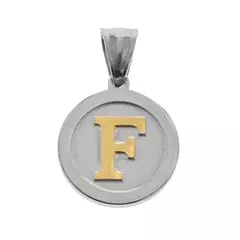 Imagen de Dije acero con dorado inicial 3 cm D&K (D7*1500)