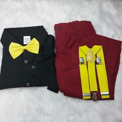 Conjunto Menino Festa Social Bebe suspensório Gravata aniversario - comprar online