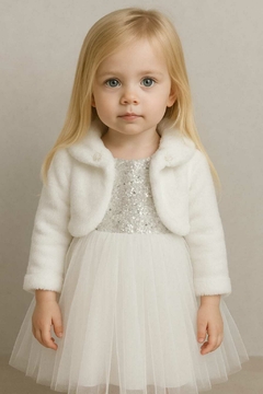 Vestido Festa Tutu Branco com Bolero de Pele - loja online