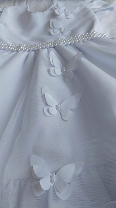 Vestido Infantil Branco com Borboletas – Luxo para Batizado, Casamento e Festa na internet