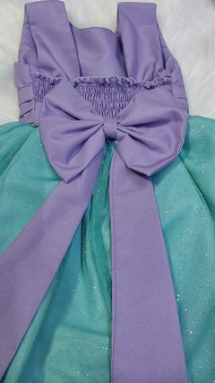 Vestido Infantil Luxo Lilás e Verde Água com Laço Princesa Ariel – Do Tamanho 1 ao 4 anos - RANNA BEBÊ