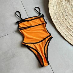 Maiô Luna - Laranja com preto - comprar online