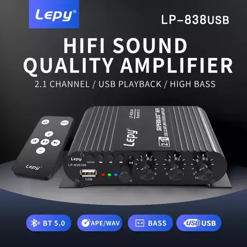 AMPLIFICADOR DE SOM AMBIENTE 2X38W + 1X50W BLUETOOTH LEPY