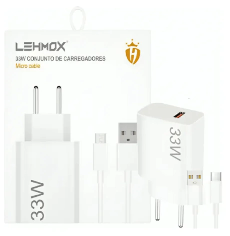 CARREGADOR MICRO USB 33W LE-405 LEHMOX