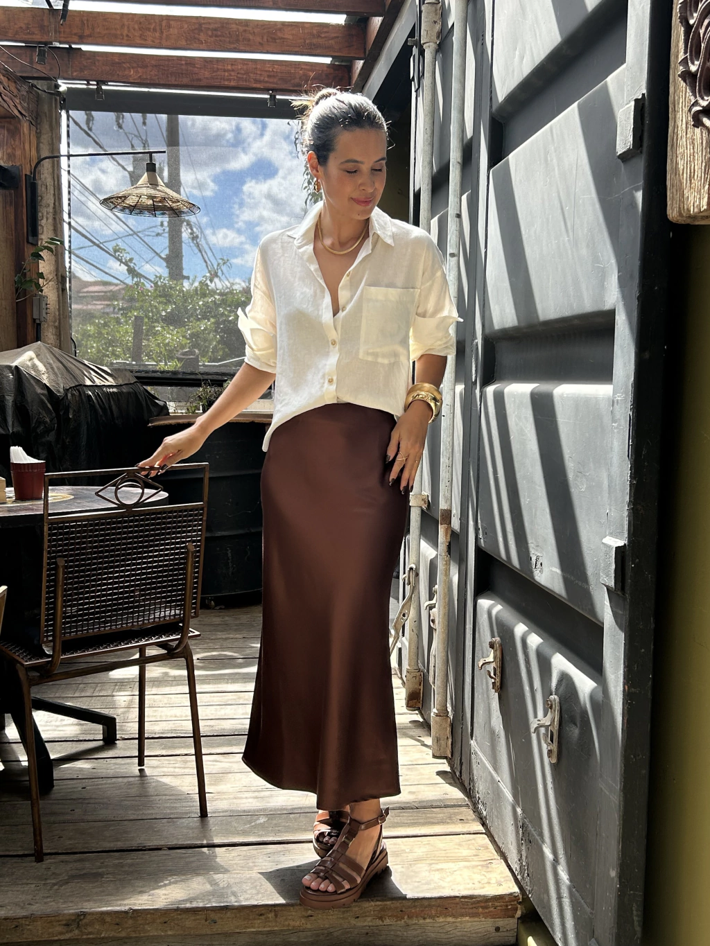 Saia de Cetim Mocha