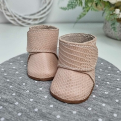 Botinha Cano Alto 5cm - Rose Craquelado