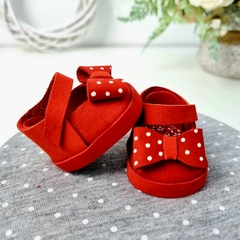Sapatilha Lacinho Poá 5cm - Vermelho