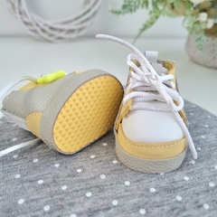 Tênis Couro 5cm - Amarelo com Branco - FLAVIA AFFONSO