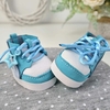 Tênis Couro 5cm - Azul Tifany com Branco