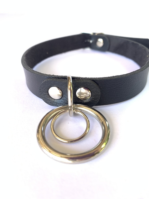 Choker Em Couro Com Argola Dupla - comprar online