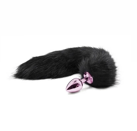 PLUG DE METAL COM RABO PRETO 6,5X2,5CM HARD