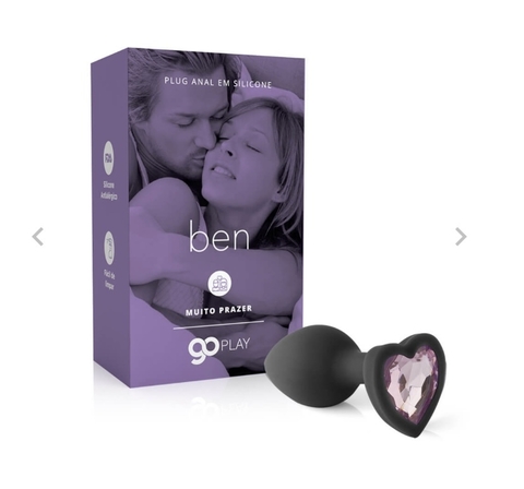 Plug Anal em Silicone Go Play Ben Preta e Rosa - 7,5 cm x 3 cm