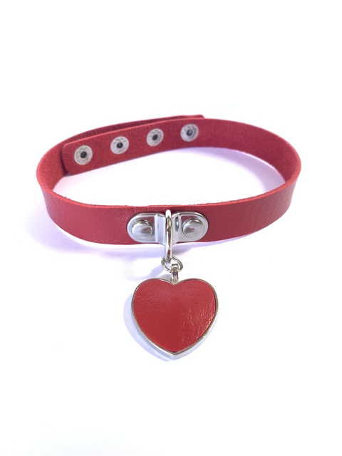 Choker Com Pingente de Coração Vermelha - comprar online