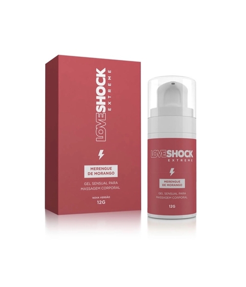 Gel Excitante Loveshock Extreme Beijável Merengue de Morango - Nova Versão 12 g