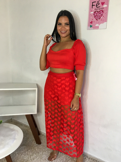 Conjunto saia luxo vermelho