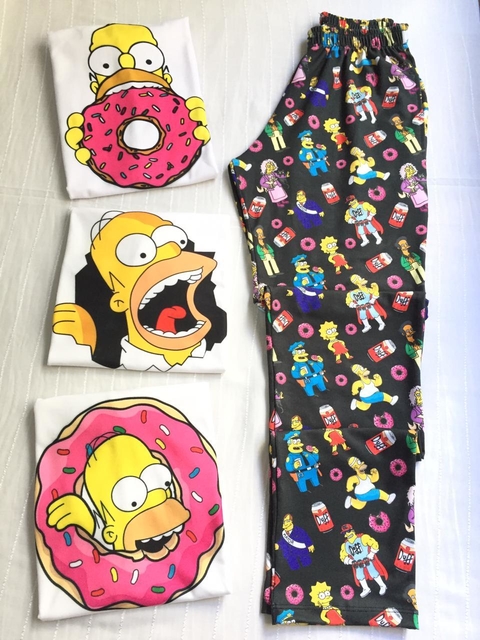 Pijama Estampado Homero (Pantalon Negro)
