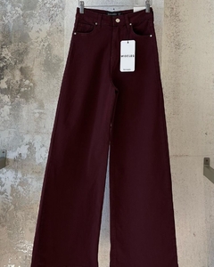 Jeans Wide Leg Elastizado bordo