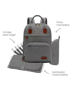 mochila maternal boston gris en internet