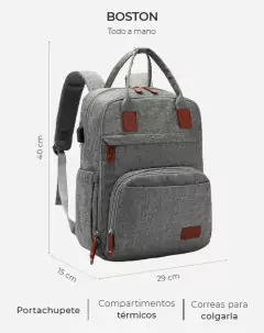 mochila maternal boston gris