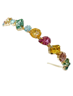 Imagem do Tiara com Pedras Coloridas Dourada