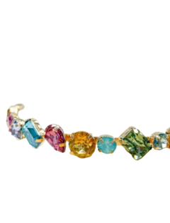 Tiara com Pedras Coloridas Dourada