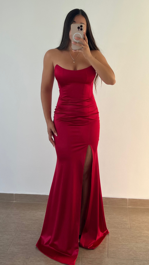 VESTIDO CORSET SATÉN RED