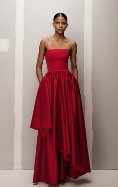 Vestido saia franzida verde esmeralda
