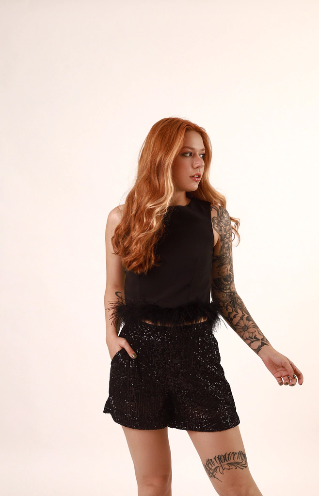 BLUSA PLUMAS | PRETO