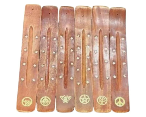 PORTA SAHUMERIO MADERA CON BRONCE (PS-A-12)