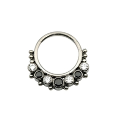 Segmento Articulado de Titânio com Pedras Zircônias Cúbicas Cristal e Black