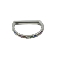 Nostril Argola Titânio Open D com Pedras Zircônias Multicolor