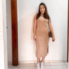 Vestido midi Canelado 3D