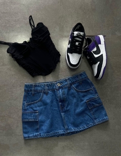 mini saia jeans cargo - comprar online