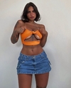 mini saia jeans cargo
