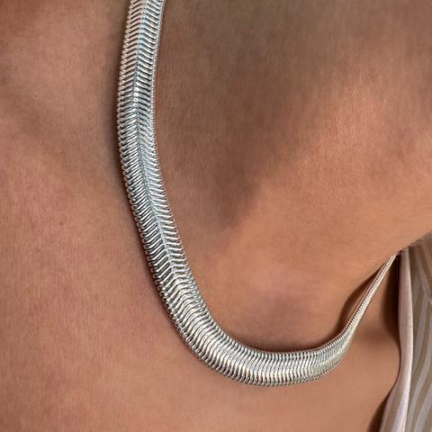 Corrente lacraia grossa prata 925