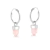 Brinco argola fecho joia com pingente quartzo rosa - prata925