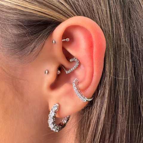 Piercing fake com zirconias - Prata925