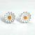 Aros De Plata 925 Esmalte Flor Margarita