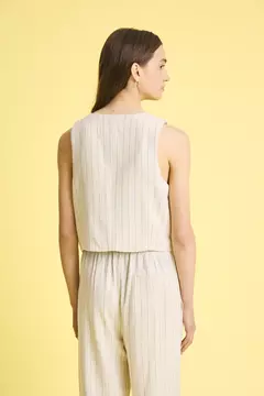 Chaleco de Lino Rayado (A26V1308) - tienda online