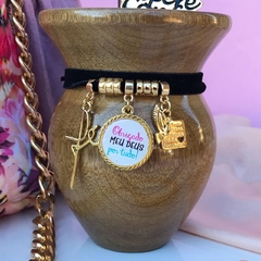 Choker/Pulseira de Cuia Obrigado meu Deus por tudo