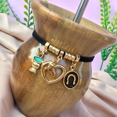 Choker/Pulseira de Cuia Coração/Cavalo