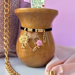 Choker/Pulseira de Cuia Coração + Árvore da vida