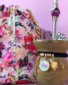 Bolsa Mateira para chimarrão com alça dourada (Flores) - comprar online