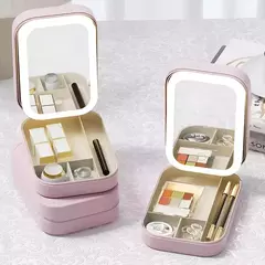 PORTA COSMETICOS CON ESPEJO Y LUZ LED - comprar online